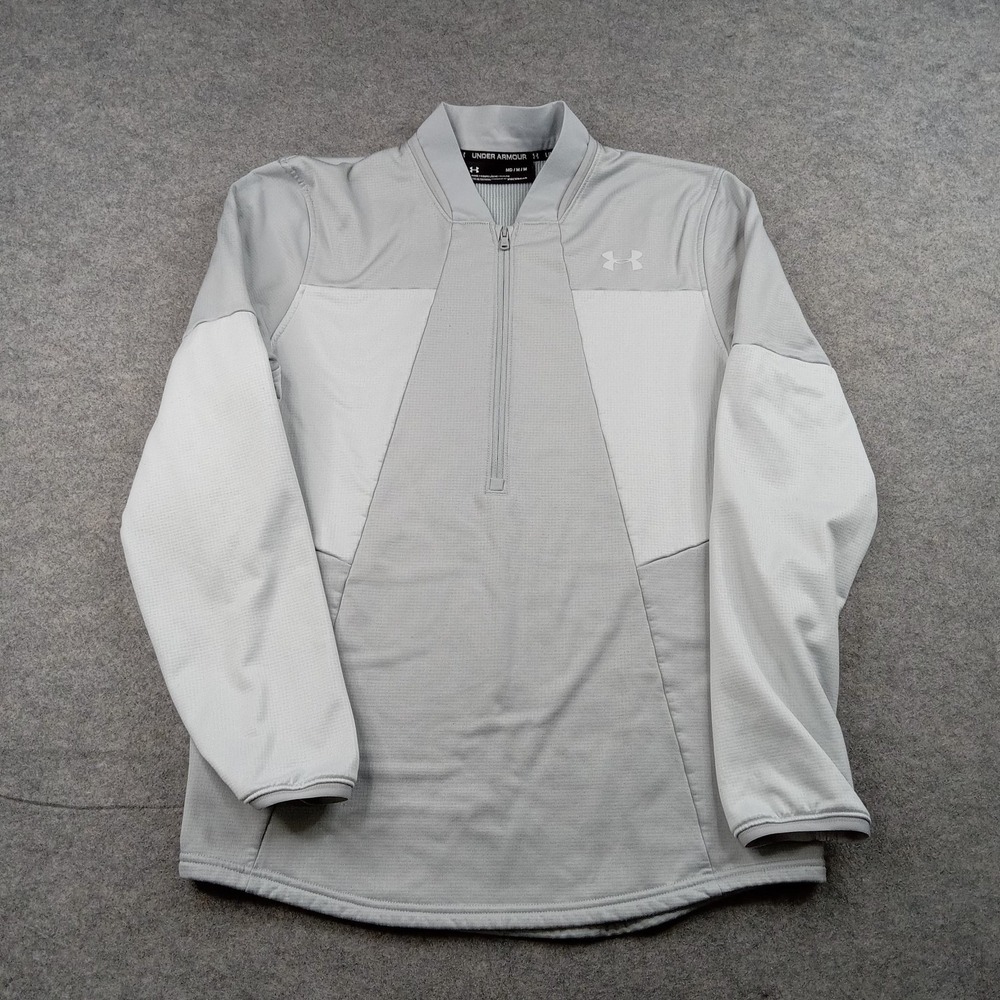 Under‎ Armour Mens Medium Gray ColdGear 1/4 Zip Pullover Athletic Top 1359146
